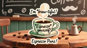 Read more about the article 173 Espresso Puns That Are Brew-tifully Funny ☕✨<div class="last-updated" style="font-size:14px; font-weight:bold; color:#444; background:#f5f5f5; padding:10px; border-radius:5px; margin-top:10px; margin-bottom:20px;">
                 Last updated: December 15, 2025 at 8:34 am by nameyourteams@gmail.com
            </div>